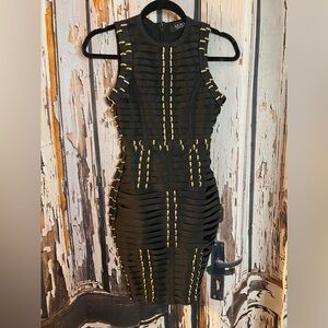 Elegant Black and Gold Bandage Dress